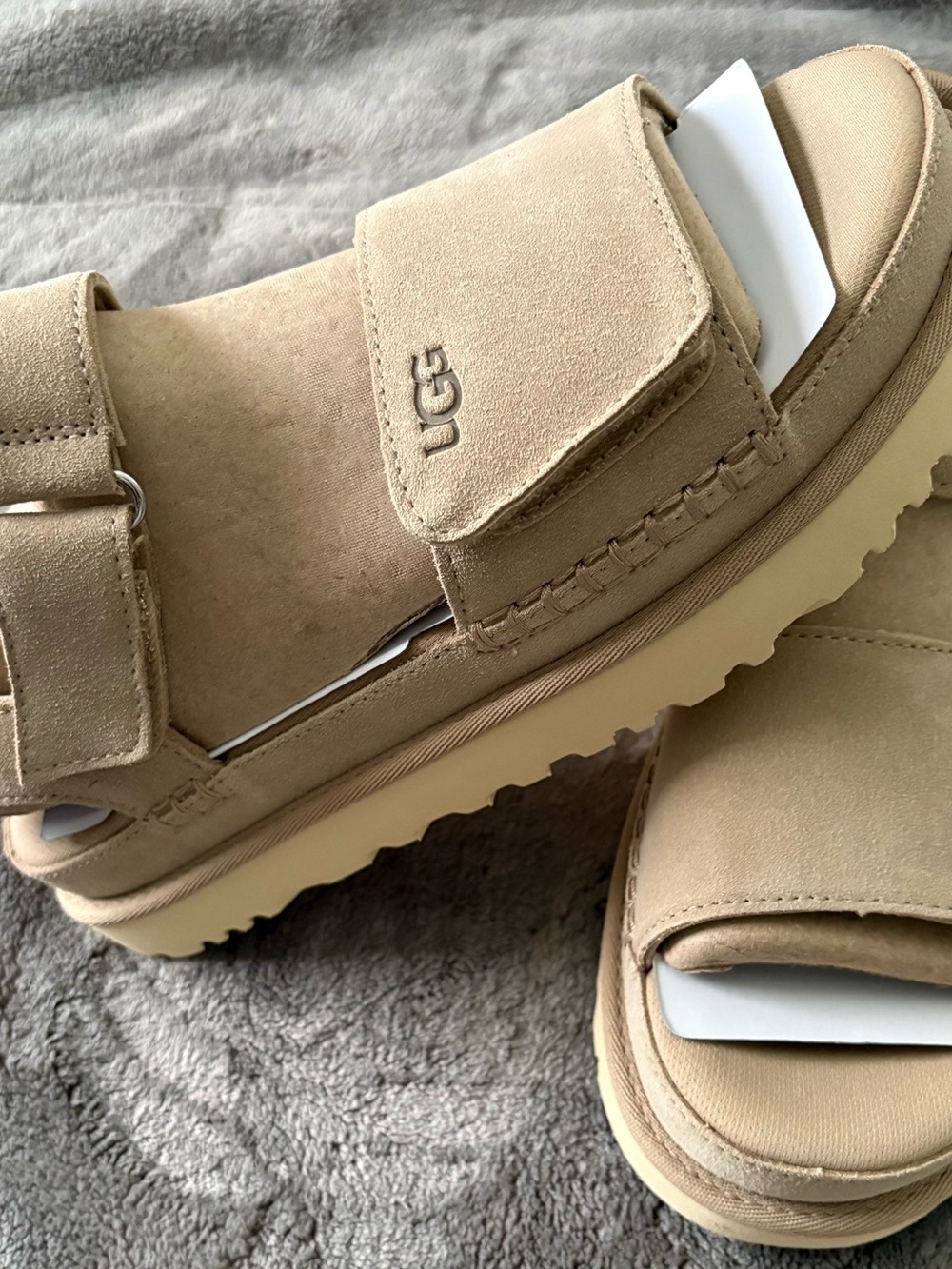 UGG Tan Suede Dual-Strap Platform Sandals